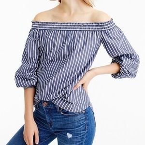 J.Crew Striped Off The Shoulder Top